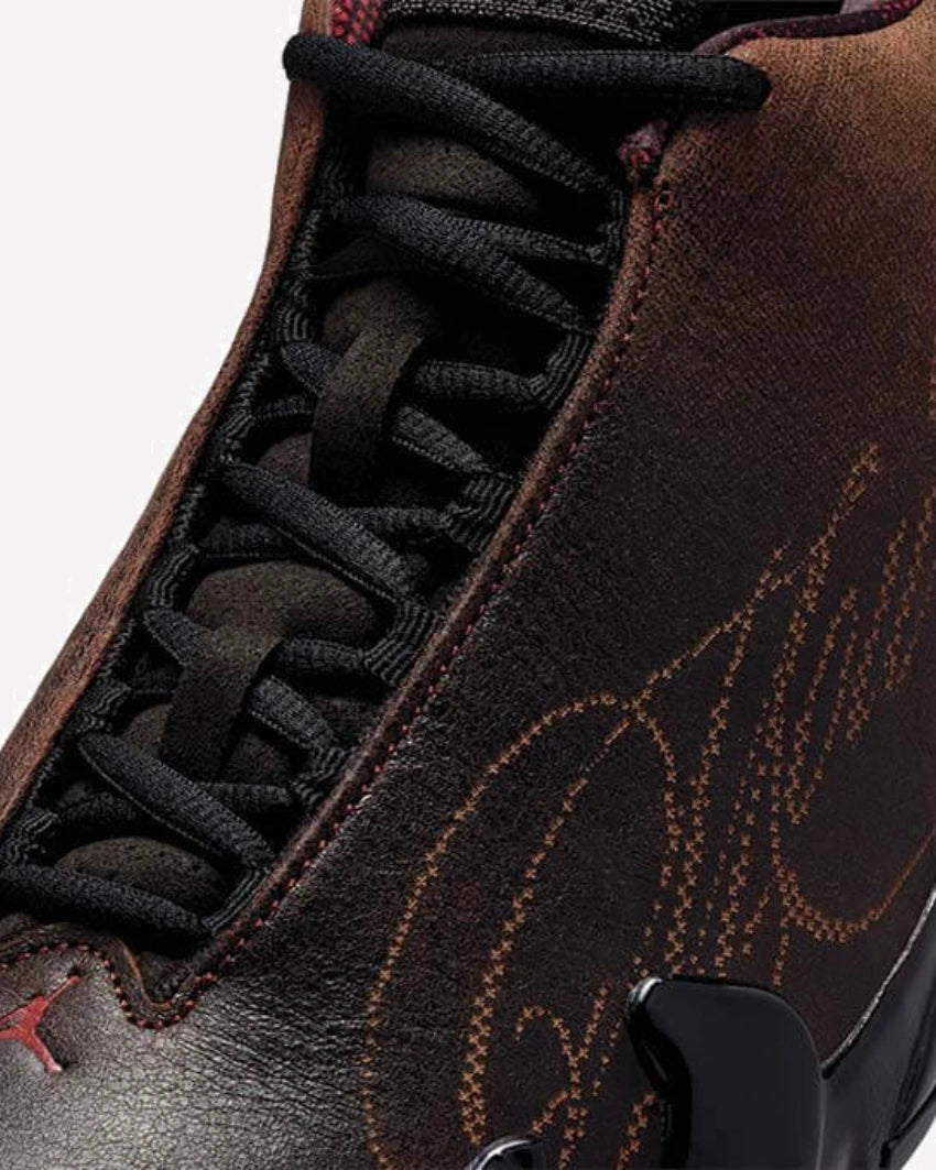 Jordan 14 Retro Mowalola Burnt Red — par completo
