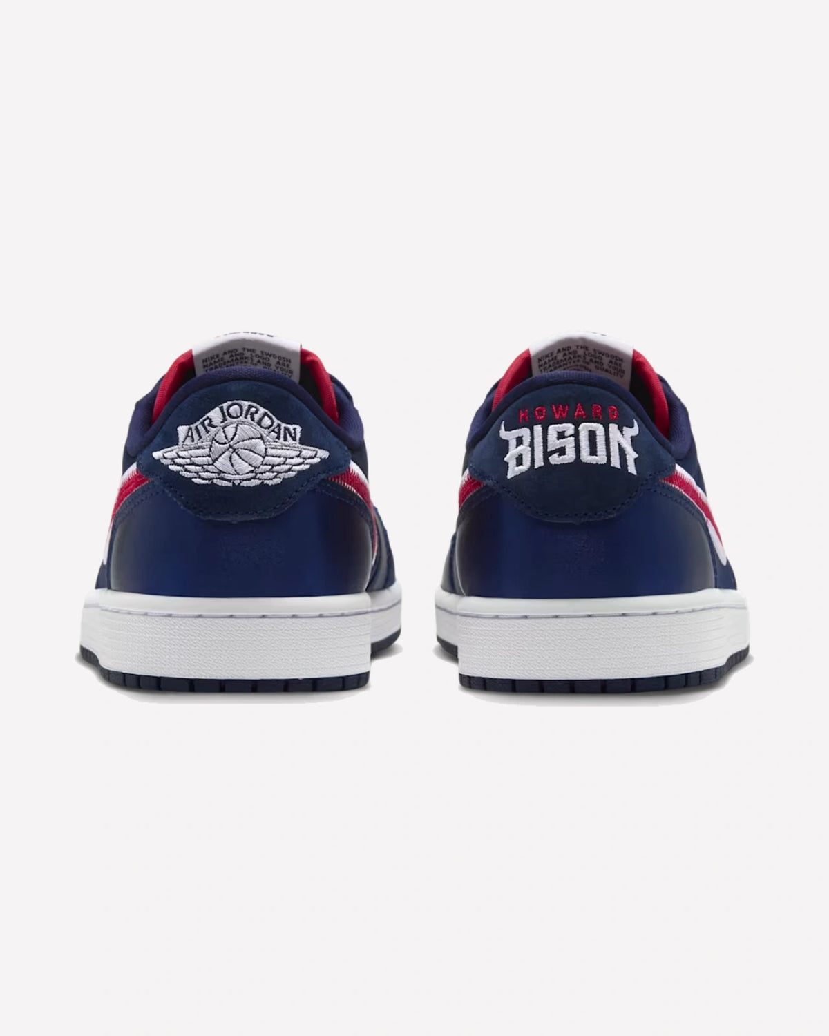 Jordan 1 Retro Low OG Howard University Bison — vista del talón