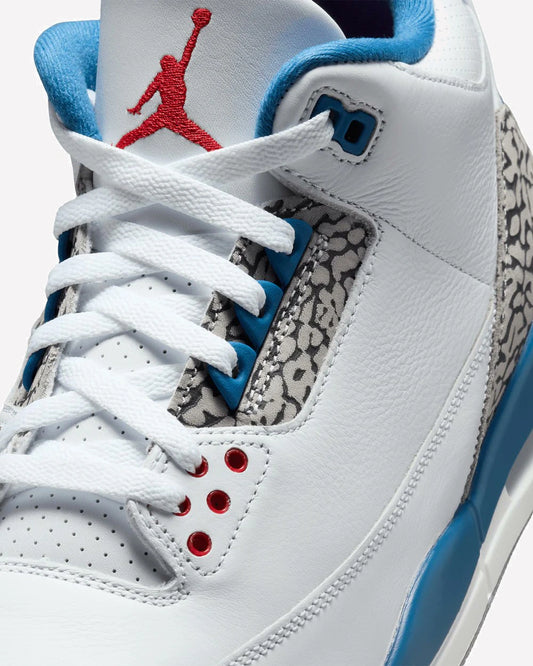 Jordan 3 Retro True Blue (2026) — detalle del elephant print