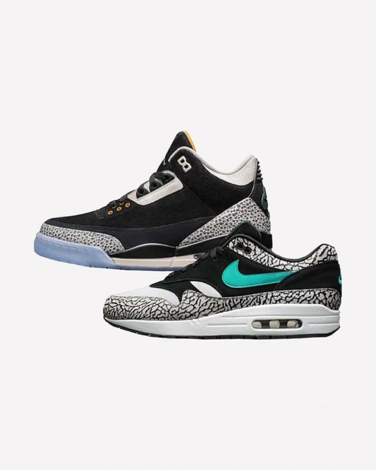 Jordan 3 Retro & Nike Air Max 1 atmos Pack — vista lateral