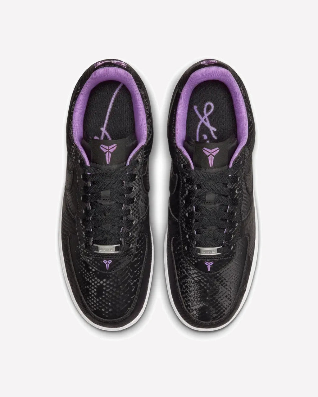Nike Air Force 1 Low Kobe Bryant Forever Black Purple Stardust — detalle del talón