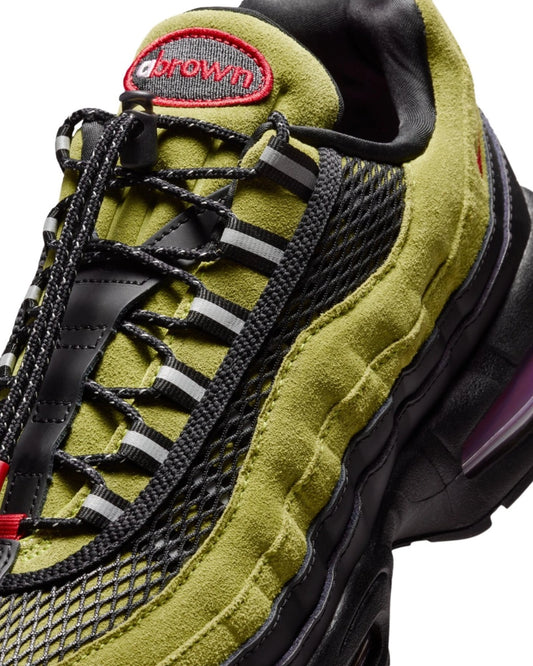Nike Air Max 95 Big Bubble Aya Brown Atomic Green — detalle del upper