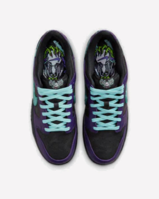 Nike Dunk Low LTD Wizard Black Grand Purple Artisan Teal — vista de la suela