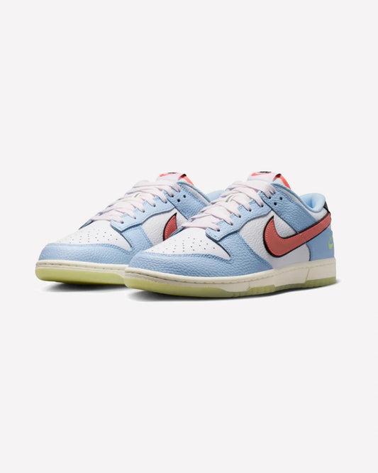 Nike Dunk Low Smiley Swoosh White Hydrogen Blue Crimson