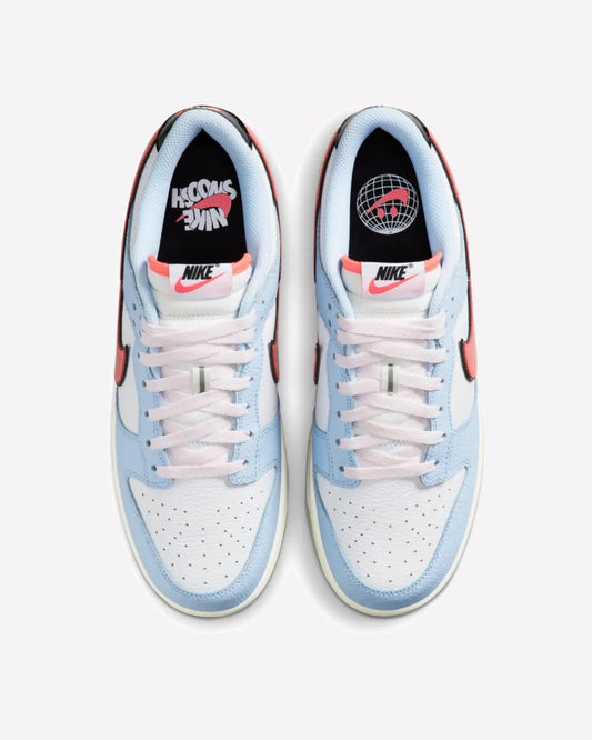 Nike Dunk Low Smiley Swoosh White Hydrogen Blue Crimson