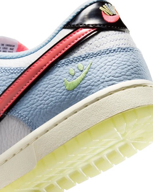 Nike Dunk Low Smiley Swoosh White Hydrogen Blue Crimson