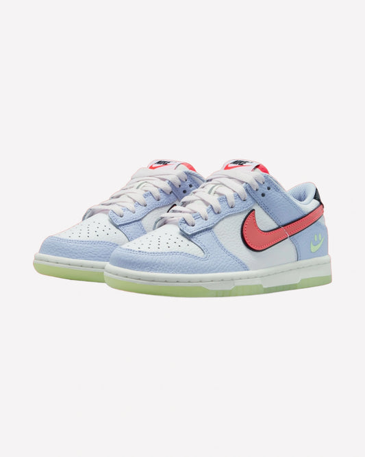 Nike Dunk Low Smiley Swoosh White Hydrogen Blue Crimson (GS)