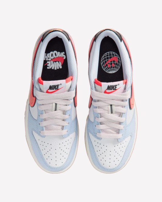 Nike Dunk Low Smiley Swoosh White Hydrogen Blue Crimson (GS)