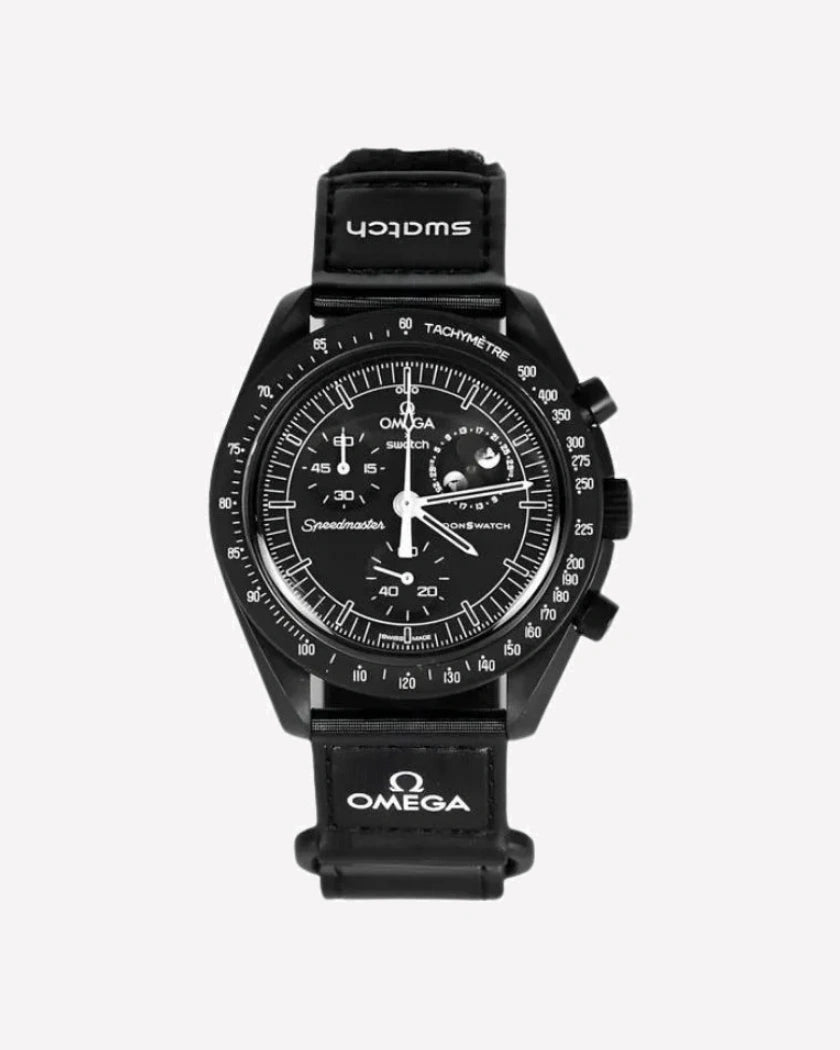 Swatch x Omega Bioceramic Moonswatch Mission To Moonphase Snoopy Black