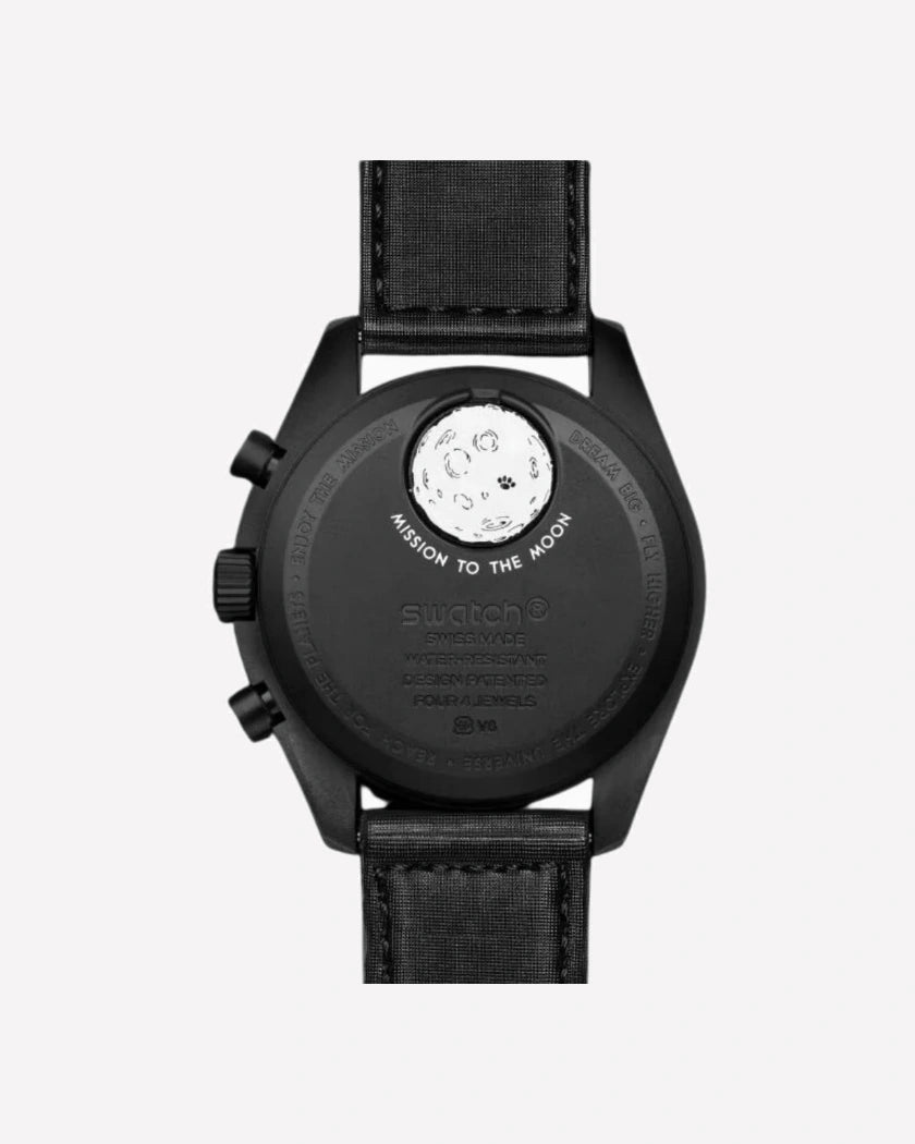 Swatch x Omega Bioceramic Moonswatch Mission To Moonphase Snoopy Black
