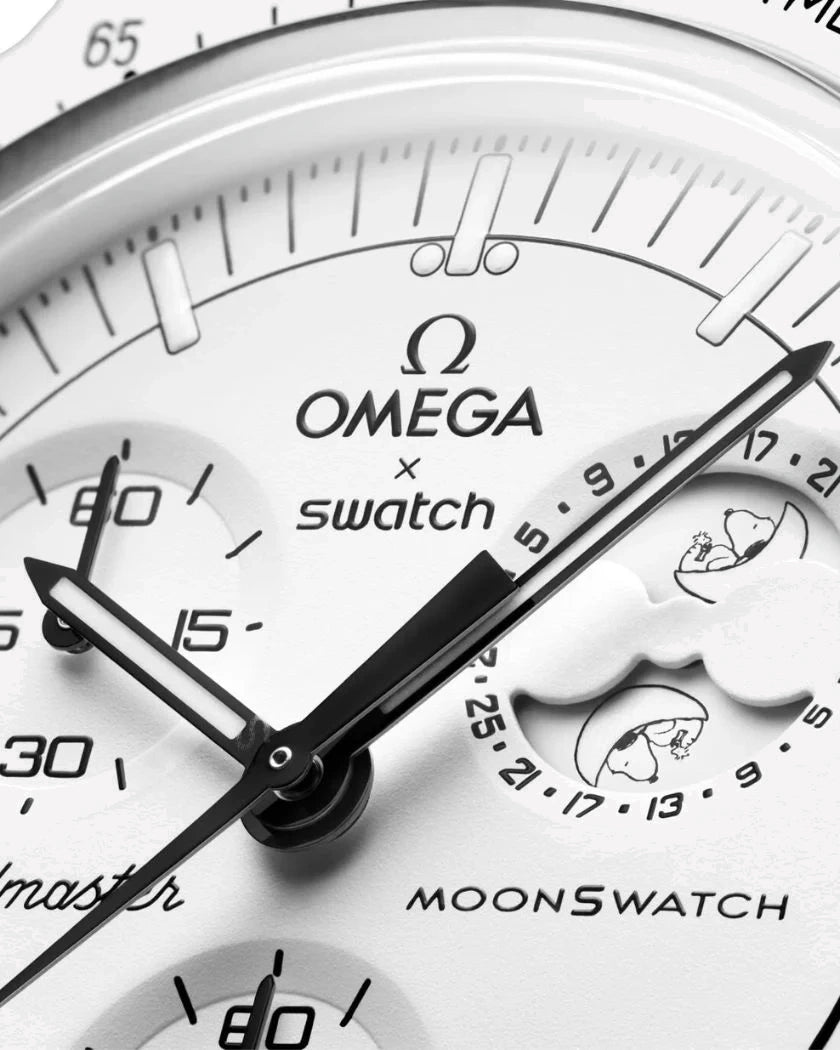 Swatch x Omega Bioceramic Moonswatch Mission To Moonphase Snoopy White