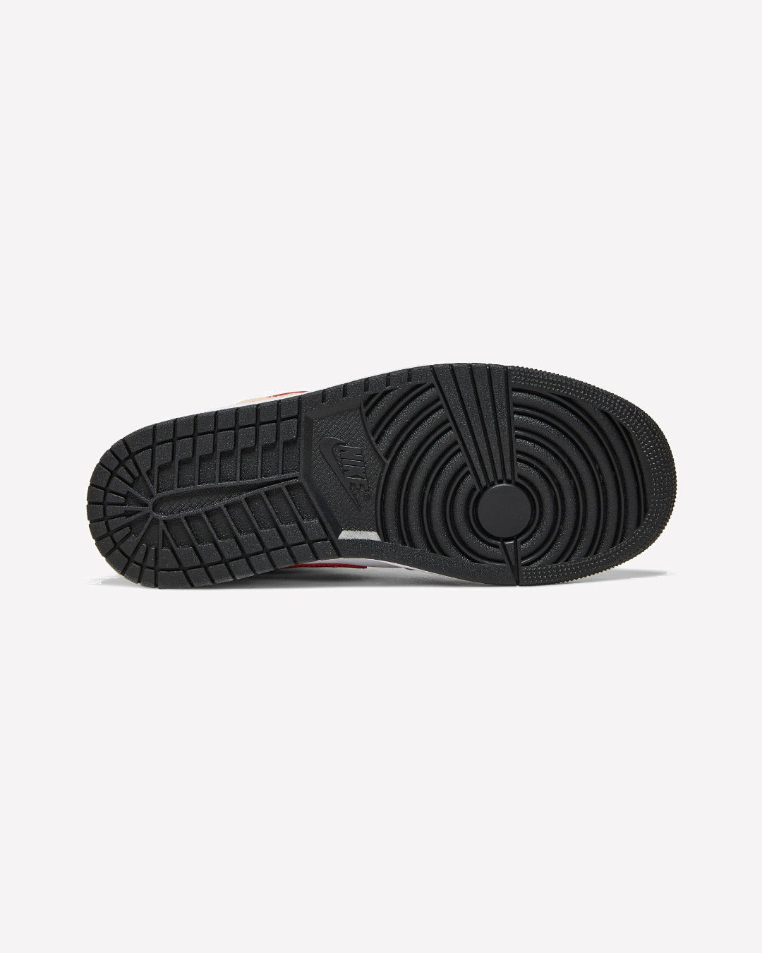 Jordan 1 Mid Light Curry Cardinal — vista trasera