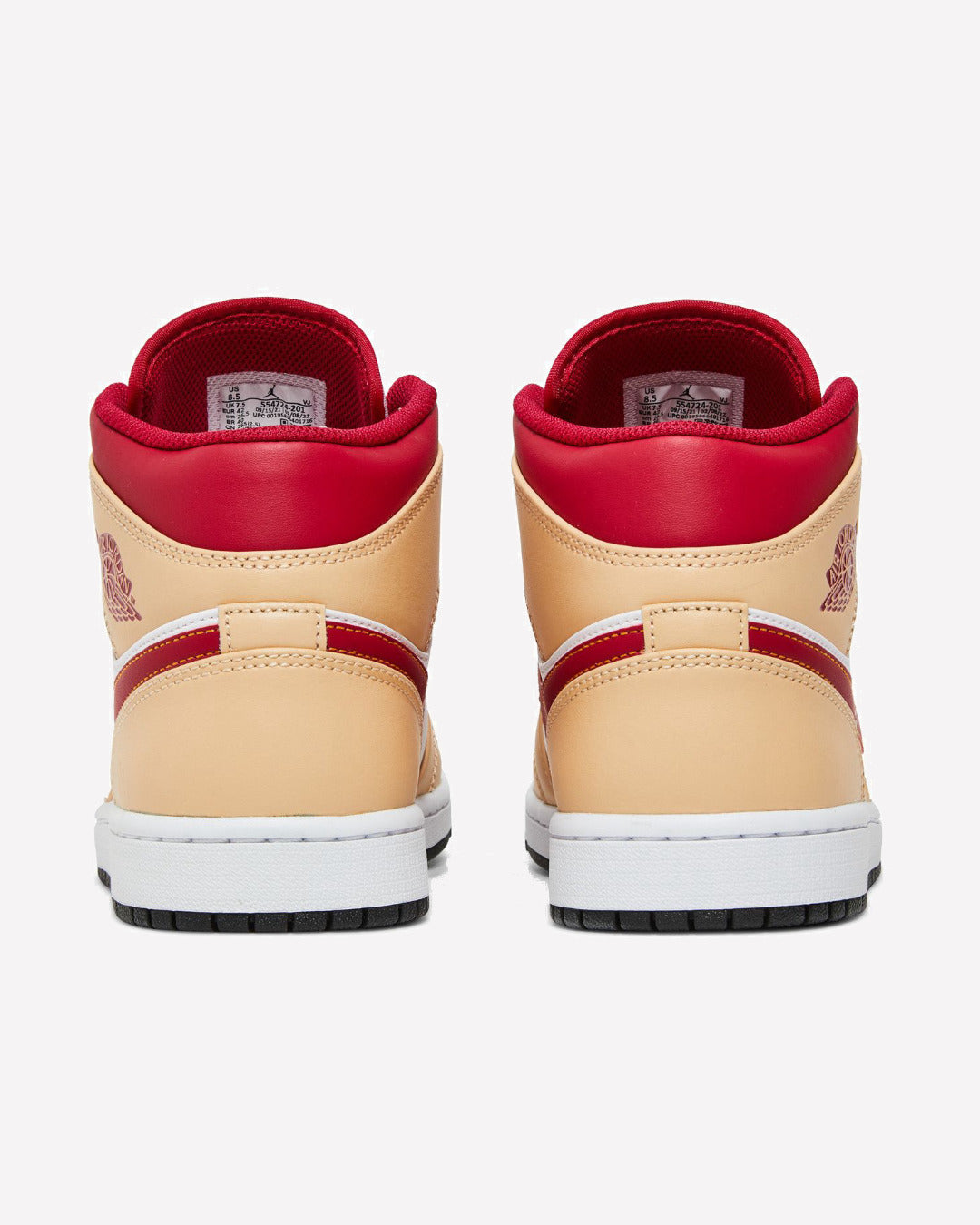 Jordan 1 Mid Light Curry Cardinal — vista superior