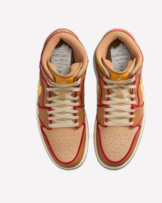 Jordan 1 Mid SE Cheeseburger — vista superior