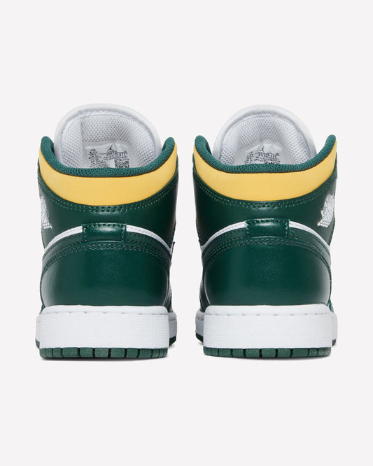 Jordan 1 Mid Sonics (2021) — vista trasera del talón