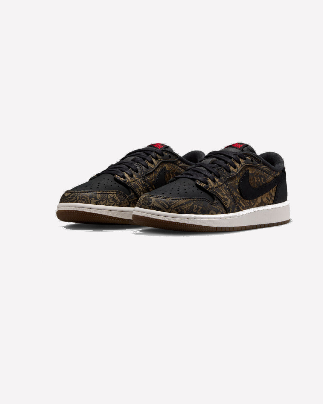 Jordan 1 Retro Low OG Laser Black University Red — vista superior