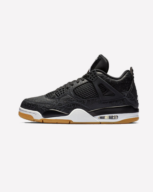 Jordan 4 Retro Laser Black Gum — vista lateral