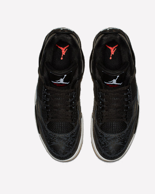 Jordan 4 Retro Laser Black Gum — vista de la suela