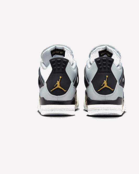 Jordan 4 Retro Platinum Gold — detalle del logo