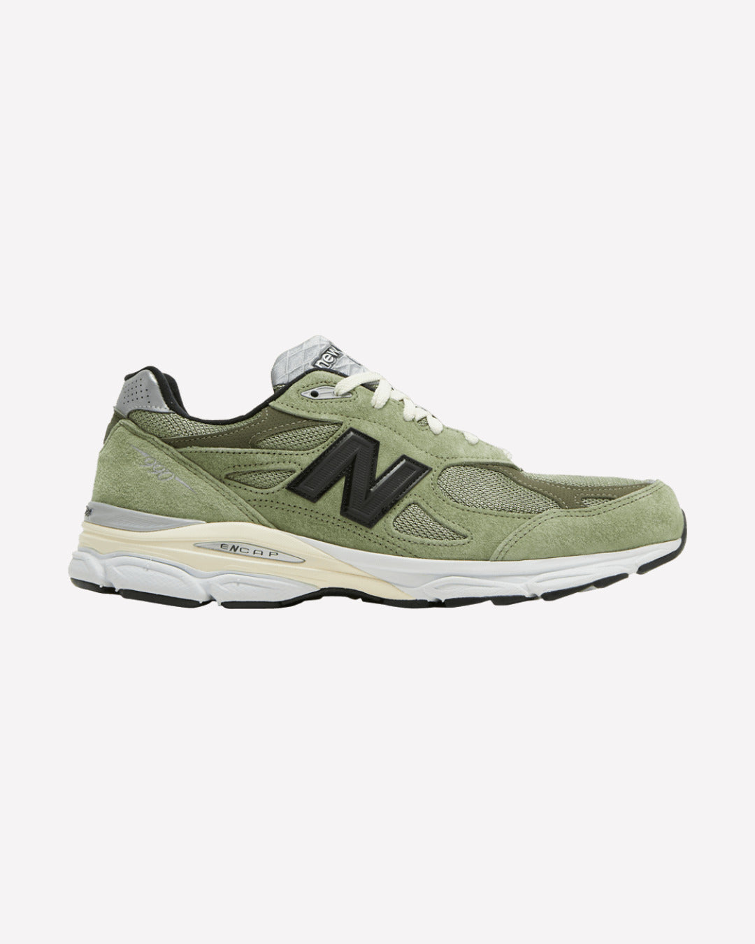 New Balance 990v3 MiUSA JJJJound Olive — vista frontal