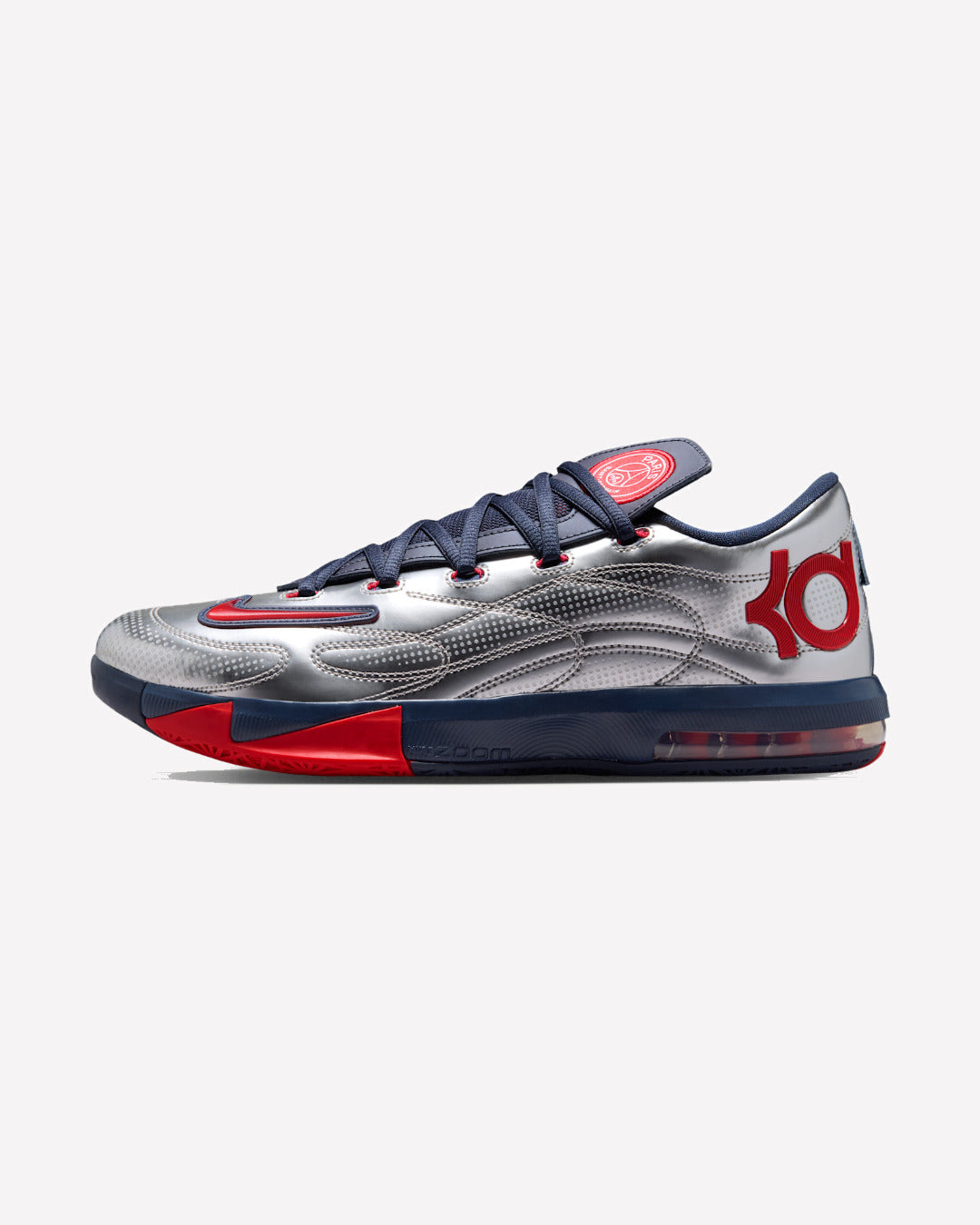 Nike KD 6 PSG Paris Saint-Germain Metallic Silver Navy — vista lateral