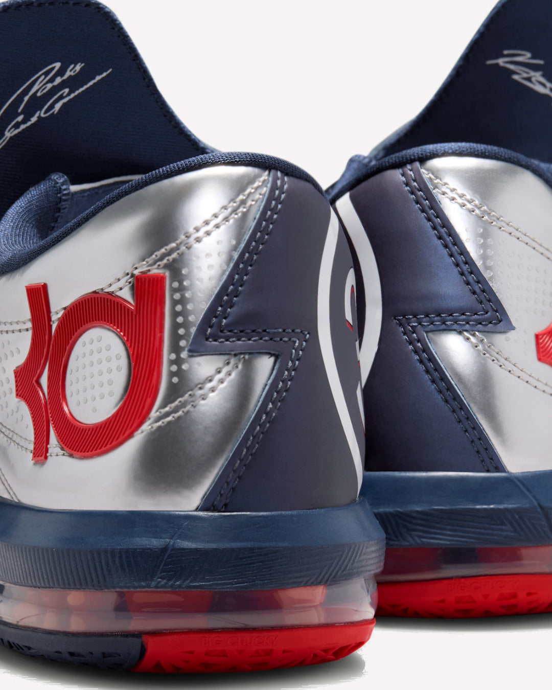Nike KD 6 PSG Paris Saint-Germain Metallic Silver Navy — ángulo de tres cuartos