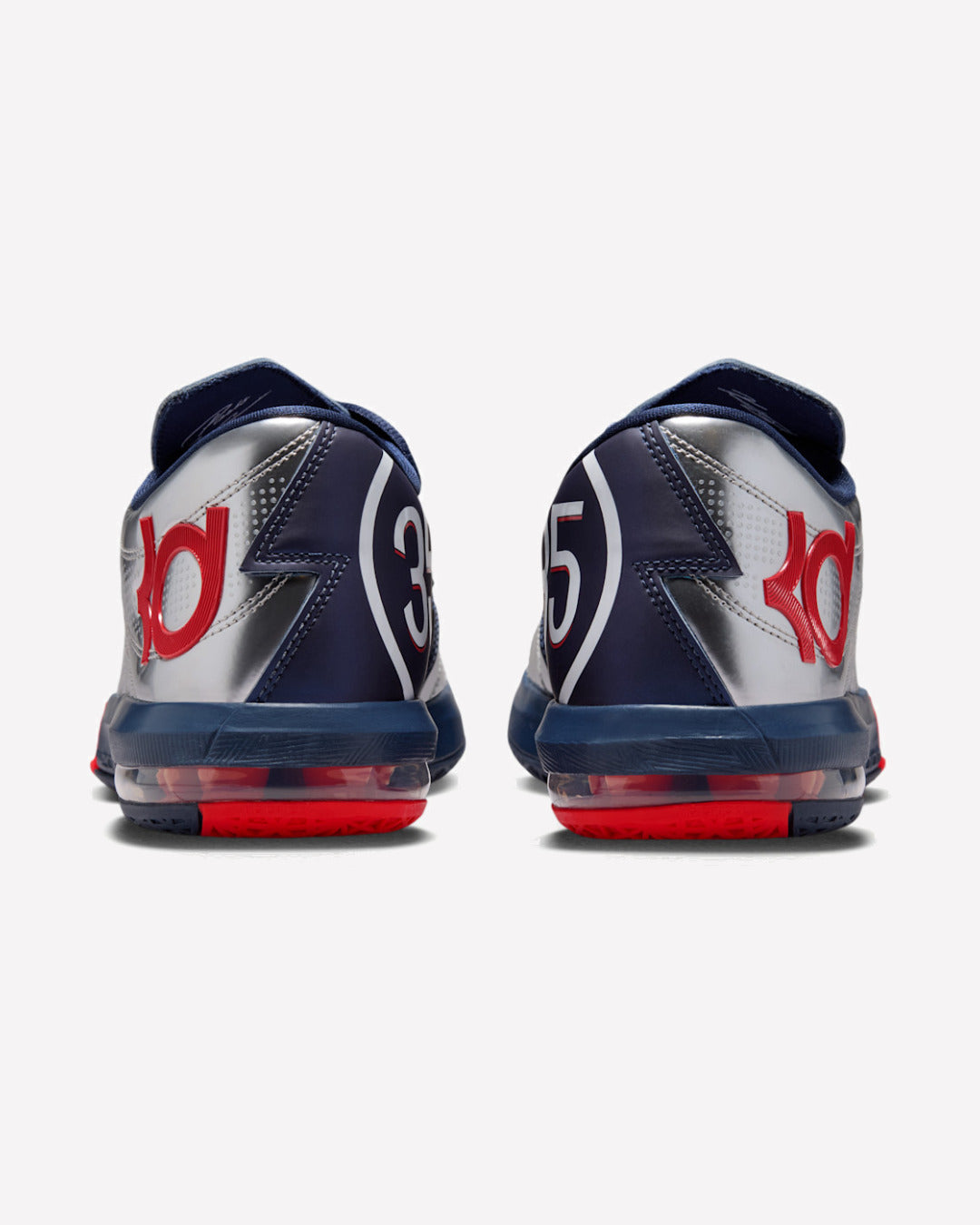 Nike KD 6 PSG Paris Saint-Germain Metallic Silver Navy — detalle del talón