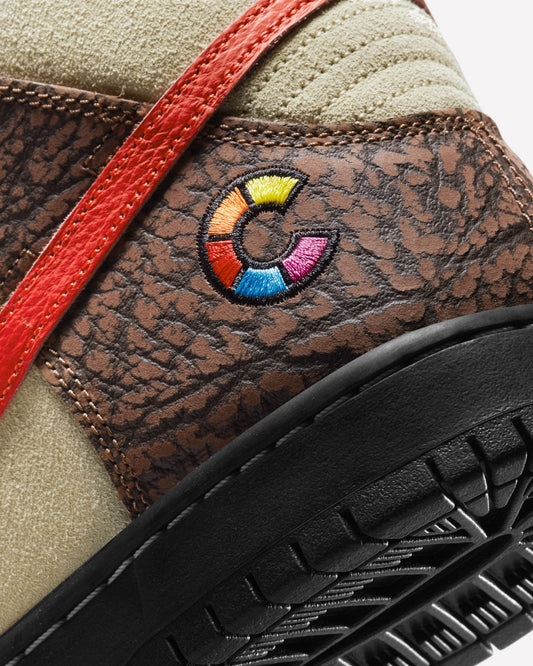 Nike SB Dunk High Color Skates Kebab and Destroy — detalle del panel lateral