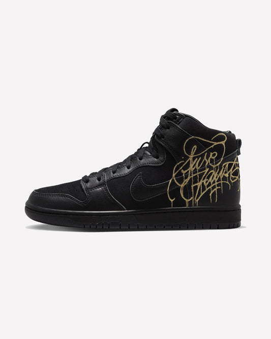Nike SB Dunk High FAUST Black Gold — vista lateral izquierda
