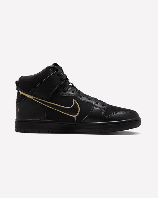 Nike SB Dunk High FAUST Black Gold — vista frontal