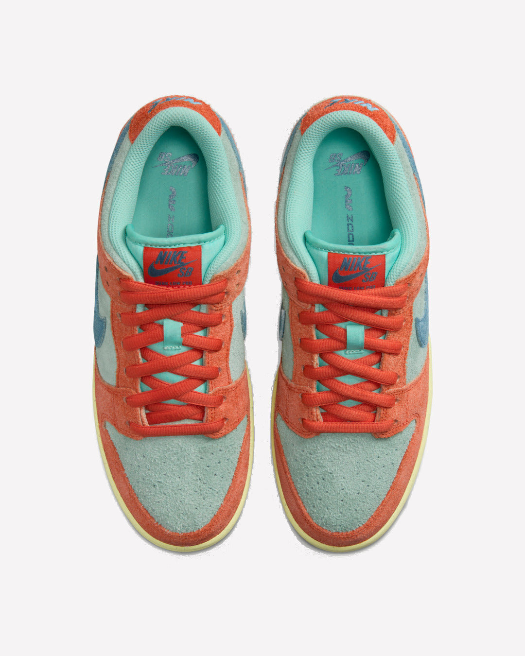 Nike SB Dunk Low Orange Emerald Rise — vista superior