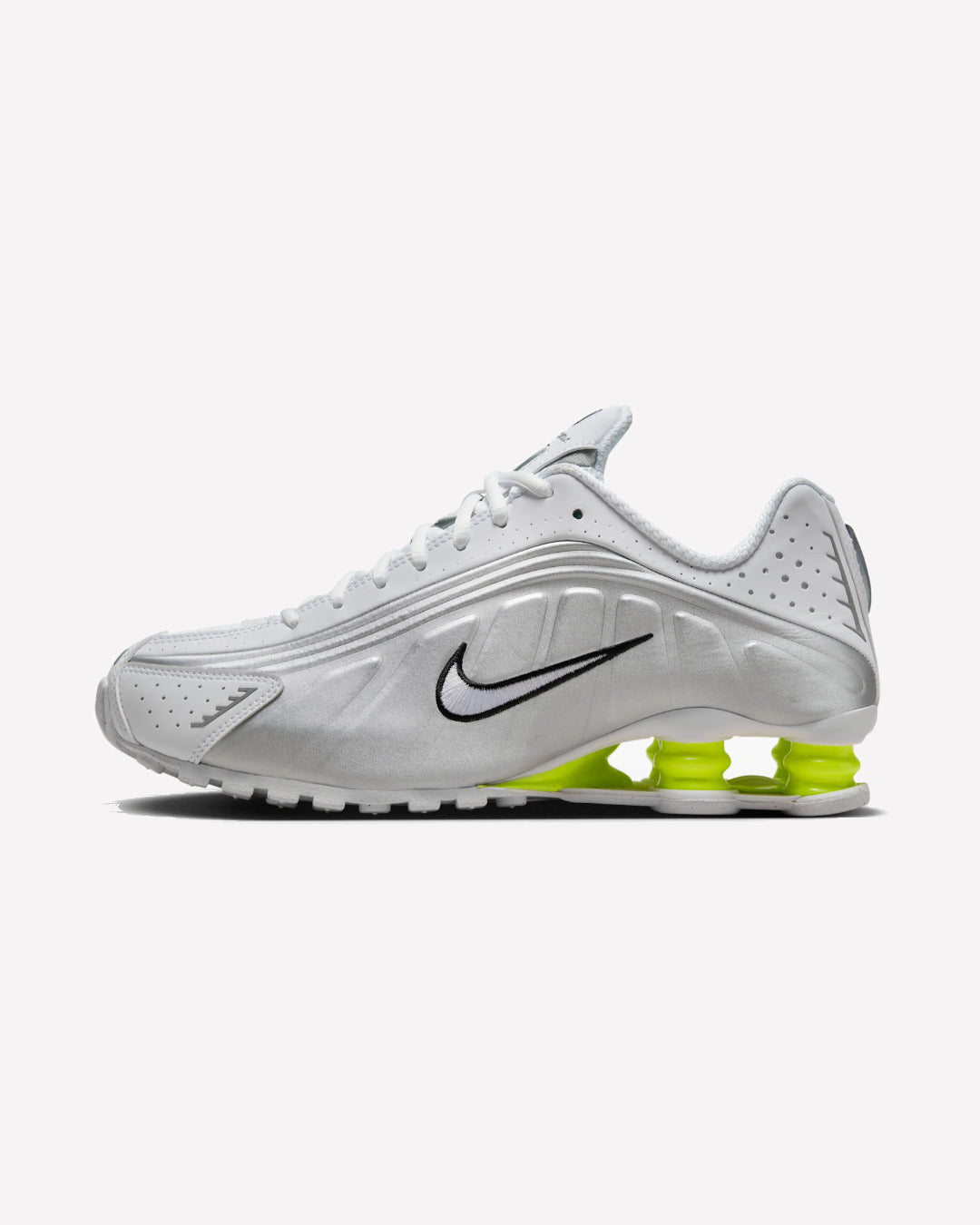 Nike Shox R4 White Metallic Silver Volt
