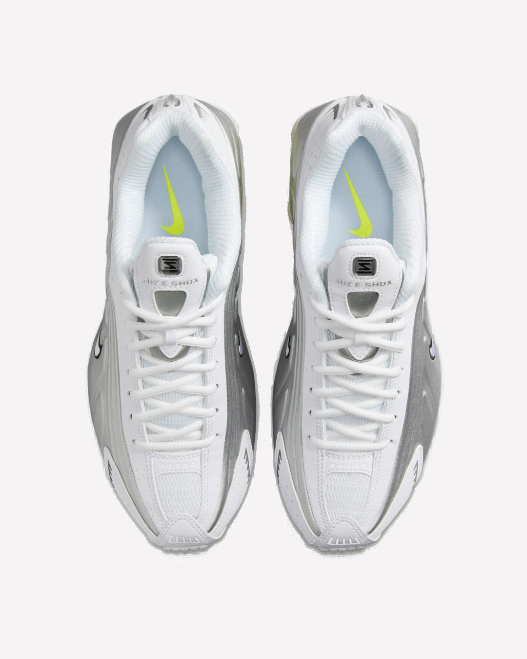 Nike Shox R4 White Metallic Silver Volt