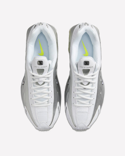 Nike Shox R4 White Metallic Silver Volt
