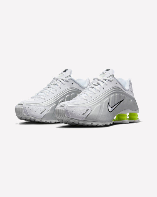 Nike Shox R4 White Metallic Silver Volt