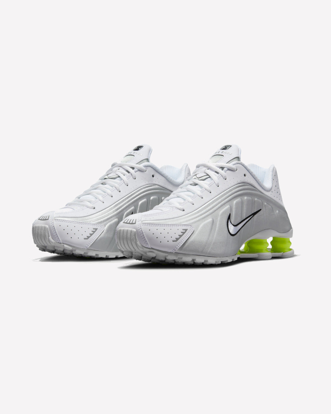 Nike Shox R4 White Metallic Silver Volt