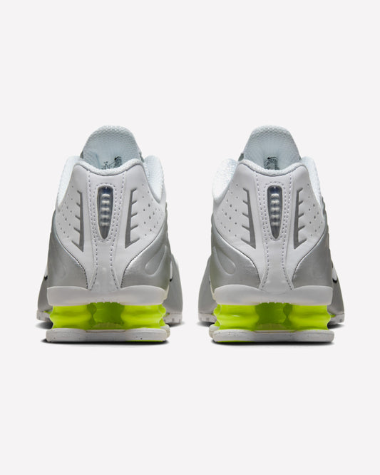 Nike Shox R4 White Metallic Silver Volt